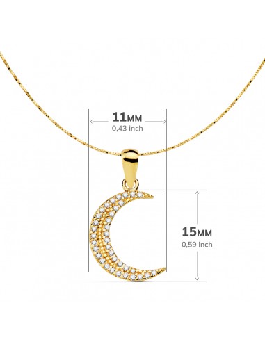 18K COLGANTE LUNA CIRCONITAS 15 X 11MM. CADENA VENECIANA 42+3 CM.