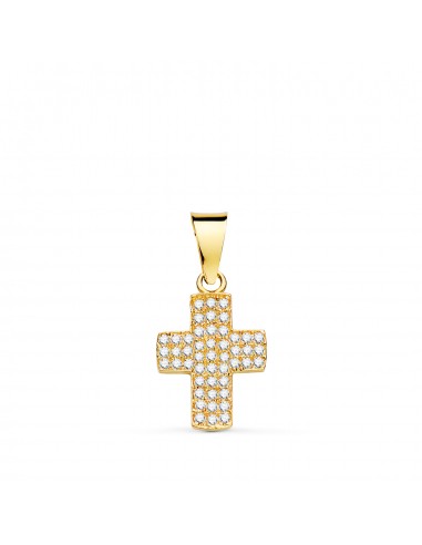 18K CRUZ ORO AMARILLO CON CIRCONITA BLANCAS. 14 5 X 9 5 MM