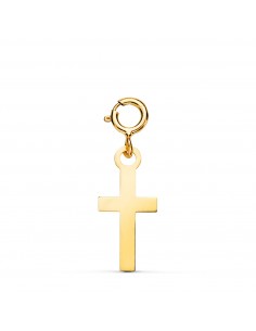 18K COLGANTE ORO AMARILLO CRUZ 14 X 7 MM CON REASA DE 4.5 MM