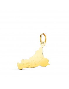 18K COLGANTE ORO AMARILLO ISLA DE SICILIA EN BRILLO. 21 5 X 12 5 MM