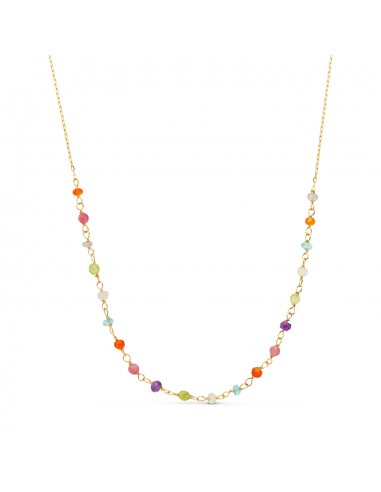 18K GARGANTILLA ORO AMARILLO CON CIRCONITA DE COLORES Y CADENA FORZADA. MEDIDA: 40 3 CM