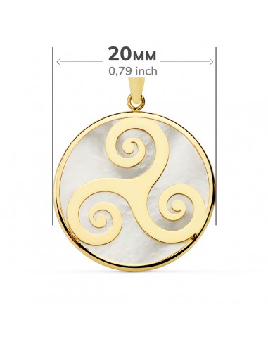 18K COLGANTE ORO AMARILLO Y NÁCAR SIMBOLO CELTA TRISQUEL 20 MM.