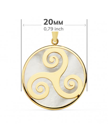 18K COLGANTE ORO AMARILLO Y NÁCAR SIMBOLO CELTA TRISQUEL 20 MM.