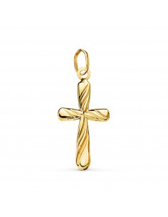 18K CRUZ ORO AMARILLO LISA EN BRILLO HUECA 20 X 12 MM