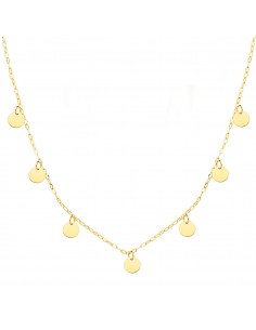 18k GARGANTILLA ORO AMARILLO CHAPAS REDONDAS 5 MM. CADENA FORZADA 45 CM.