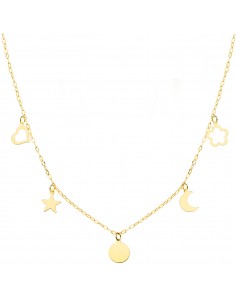 18K GARGANTILLA ORO AMARILLO CHAPAS MOTIVOS 6 MM. CADENA FORZADA 45 CM.