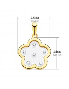 18K COLGANTE ORO AMARILLO FLOR AIRSHINE TRANSPARENTE CON CIRCONITAS. 14 X 14 MM 2