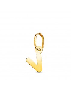 18K COLGANTE ORO AMARILLO LETRA " V " BRILLO. 8.5 X 5.3 MM