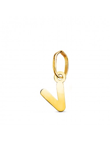 18K COLGANTE ORO AMARILLO LETRA " V " BRILLO. 8.5 X 5.3 MM