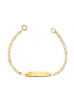 18K ESCLAVA ORO AMARILLO ANCLA TEXTURA MACIZA 2MM. PLACA CHAPA: 19X4MM. LARGO 11 5 CM