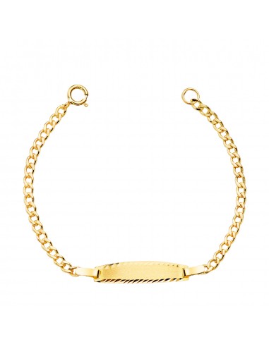 18K ESCLAVA ORO AMARILLO BARBADA HUECA. ANCHO: 2MM. PLACA CHAPA: 19X4MM. LARGO 12CM
