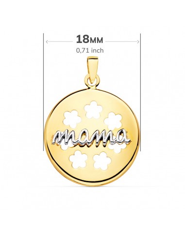 18K COLGANTE ORO BICOLOR REDONDO CON FLORES CALADAS. 18 MM. 18K COLGANTE ORO BICOLOR REDONDO CON FLORES CALADAS. 18 MM.