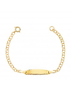 18K ESCLAVA ORO AMARILLO HUNGARA. ANCHO: 2MM. PLACA CHAPA: 19X4MM. LARGO 11.5 CM