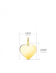 18K COLGANTE ORO AMARILLO CORAZON LISO EN BRILLO 12 X 12 MM. 2