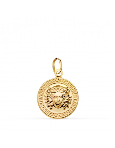 18K MEDALLA ORO AMARILLO MEDUSA GRECA EN BRILLO. MEDIDA: 15 MM