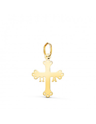 18K COLGANTE ORO AMARILLO CRUZ DE COVADONGA O VICTORIA SILUETA EN BRILLO. 18 X 13 MM