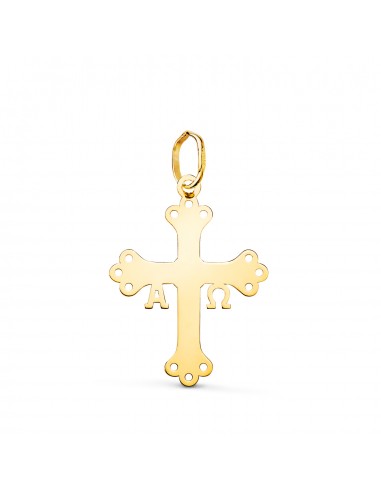 18K COLGANTE ORO AMARILLO CRUZ DE COVADONGA O VICTORIA SILUETA EN BRILLO. 22 X 16 MM