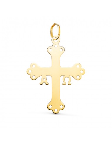 18K COLGANTE ORO AMARILLO CRUZ DE COVADONGA O VICTORIA SILUETA EN BRILLO. 27 X 20 MM