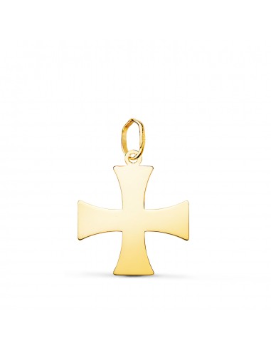 18K COLGANTE ORO AMARILLO CRUZ TEMPLARIA SILUETA EN BRILLO. 18 X 16 MM