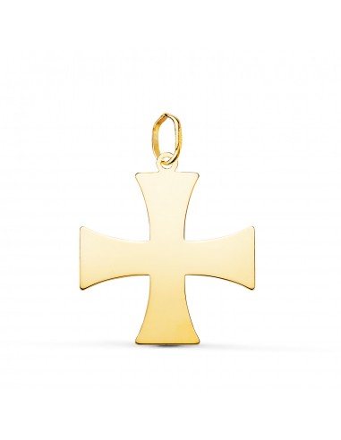 18K COLGANTE ORO AMARILLO CRUZ TEMPLARIA SILUETA EN BRILLO. 22 X 20 MM