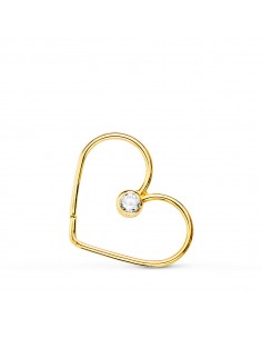 18K PIERCING OREJA ORO AMARILLO CORAZON CON CIRCONITA. 16 X 15 MM