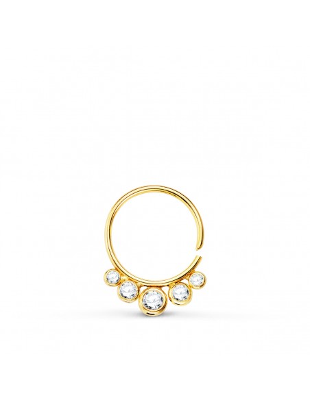 18K PIERCING OREJA ORO AMARILLO REDONDO CON CIRCONITAS. 13 X 10 MM