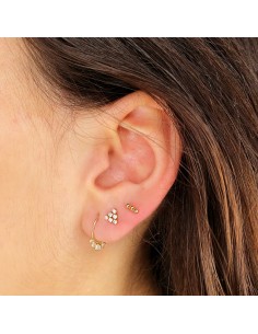 18K PIERCING OREJA ORO AMARILLO REDONDO CON CIRCONITAS. 13 X 10 MM 2