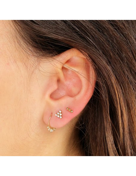 18K PIERCING OREJA ORO AMARILLO REDONDO CON CIRCONITAS. 13 X 10 MM