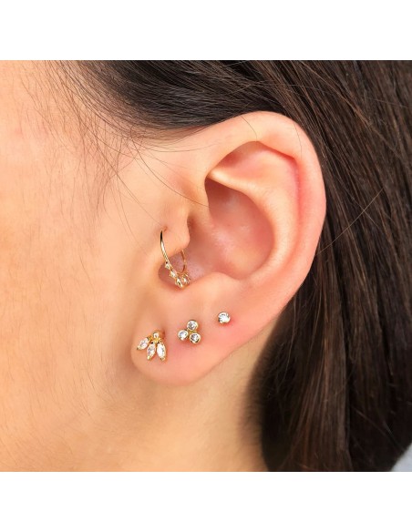 18K PIERCING OREJA ORO AMARILLO REDONDO CON CIRCONITAS. 13 X 10 MM