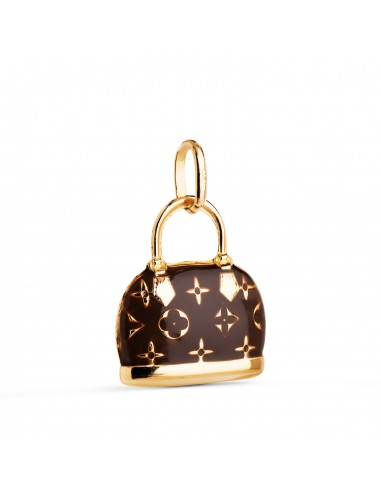 18K COLGANTE CHARM ORO AMARILLO BOLSO CON ESMALTE MARRON. MEDIDA: 15 X 12 5 MM