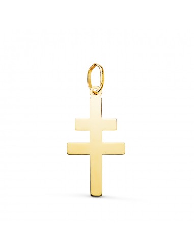 18K COLGANTE ORO AMARILLO CRUZ  CARAVACA EN BRILLO. 22 X 12 MM
