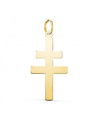 18K COLGANTE ORO AMARILLO CRUZ  CARAVACA EN BRILLO. 28 X 14 MM