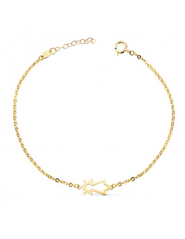 18K PULSERA ORO AMARILLO SILUETA VIRGEN PILAR 15X6 MM. LARGO: 17-3 CM