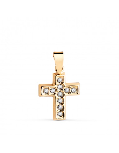 18K CRUZ ORO AMARILLO CON CIRCONITAS BLANCAS. MEDIDA: 13 5 X 10 MM