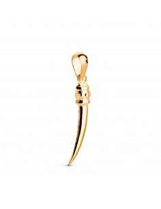 18K COLGANTE AMULETO ORO AMARILLO CUERNO EN BRILLO. MEDIDA: 19 X 3 MM