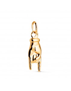 18K COLGANTE AMULETO ORO AMARILLO MANO ITALIANA EN BRILLO. MEDIDA: 22 X 7 5 MM