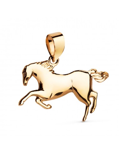 18K COLGANTE ORO AMARILLO CABALLO CORRIENDO EN BRILLO. MEDIDA: 23 X 14 MM