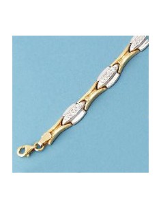 18K PULSERA BICOLOR TALLADA. 6.80 GRS.