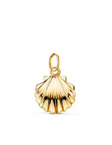 18K COLGANTE ORO AMARILLO CONCHA DE SANTIAGO EN BRILLO. MEDIDA: 16 5 X 14 MM