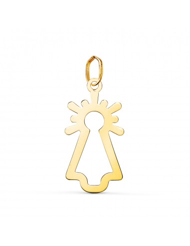 18K COLGANTE ORO AMARILLO VIRGEN DEL PILAR SILUETA BRILLO. MEDIDA: 22X11 MM