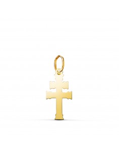 18K COLGANTE ORO AMARILLO CRUZ DE CARAVACA EN BRILLO. MEDIDA: 18 X 9 MM