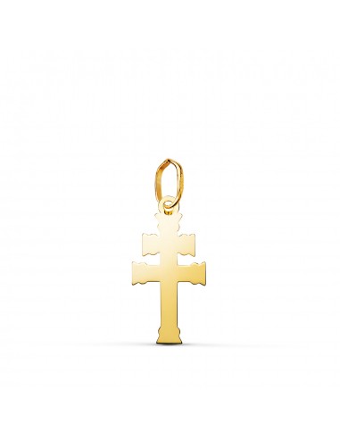 18K COLGANTE ORO AMARILLO CRUZ DE CARAVACA EN BRILLO. MEDIDA: 18 X 9 MM