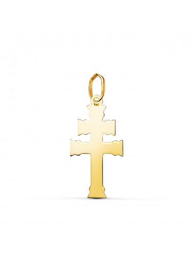 18K COLGANTE ORO AMARILLO CRUZ DE CARAVACA EN BRILLO. MEDIDA: 22 X 11 MM