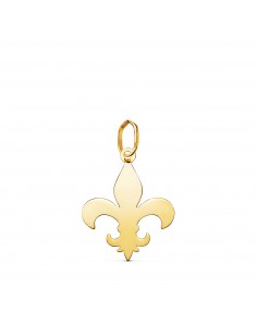 18K COLGANTE ORO AMARILLO CRUZ FLOR DE LIS EN BRILLO. MEDIDA: 18 X 14 MM