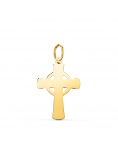 18K COLGANTE ORO AMARILLO CRUZ CELTA EN BRILLO. MEDIDA: 22 X 14 5 MM