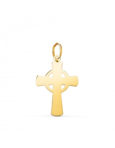 18K COLGANTE ORO AMARILLO CRUZ CELTA EN BRILLO. MEDIDA: 22 X 14 5 MM