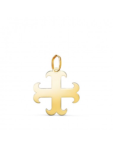 18K COLGANTE ORO AMARILLO CRUZ ANCLADA EN BRILLO. MEDIDA: 17 X 16 MM