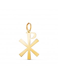 18K COLGANTE ORO AMARILLO CRUZ CRISMON EN BRILLO. MEDIDA: 22 X 14 MM