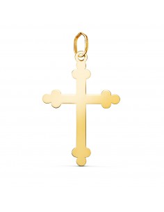 18K COLGANTE ORO AMARILLO CRUZ DE LA TRINIDAD EN BRILLO. MEDIDA: 27 X 18 MM
