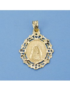 18K MEDALLA VIRGEN DE LA ESTRELLA CERCO 30 X 23 MM